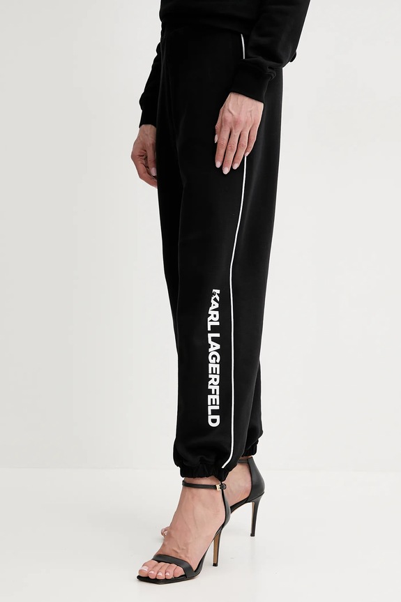 Karl Lagerfeld spodnie dresowe aplikacja czarny A2W10149