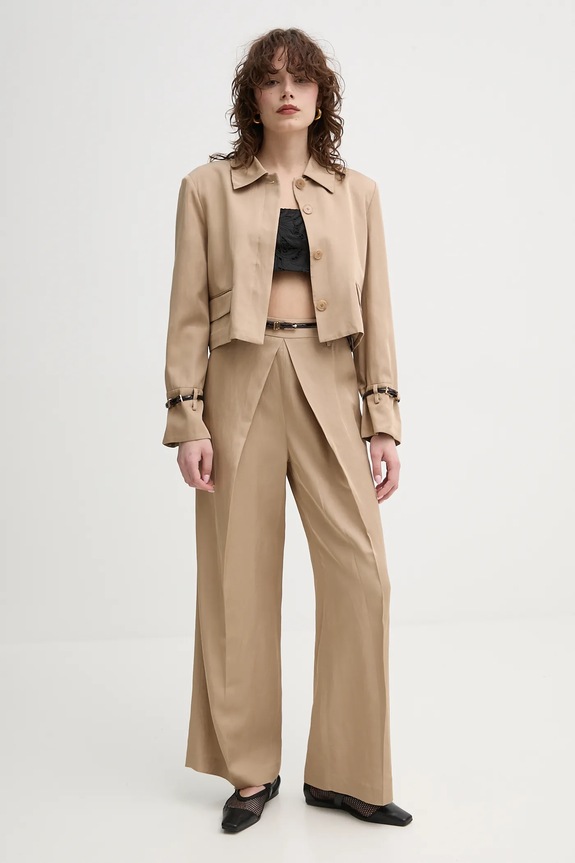 Παντελόνι με λινό μείγμα ISABELLE BLANCHE IS25SS.P059.T004 μπεζ SS25