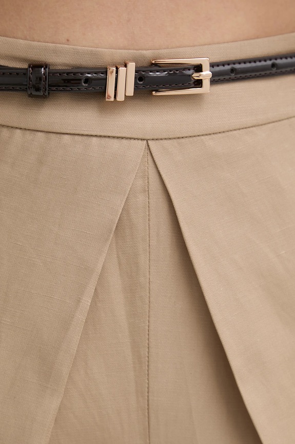 Παντελόνι με λινό μείγμα ISABELLE BLANCHE μπεζ IS25SS.P059.T004