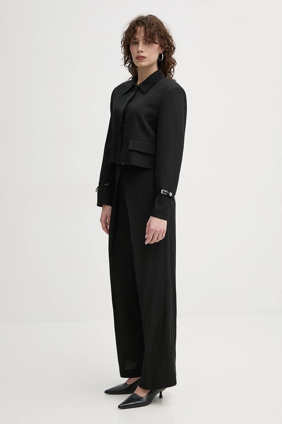 Παντελόνι με λινό μείγμα ISABELLE BLANCHE IS25SS.P059.T004 μαύρο SS25