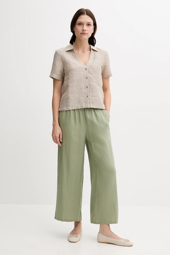 United Colors of Benetton pantaloni in lino 4AGHDF09G verde AW25