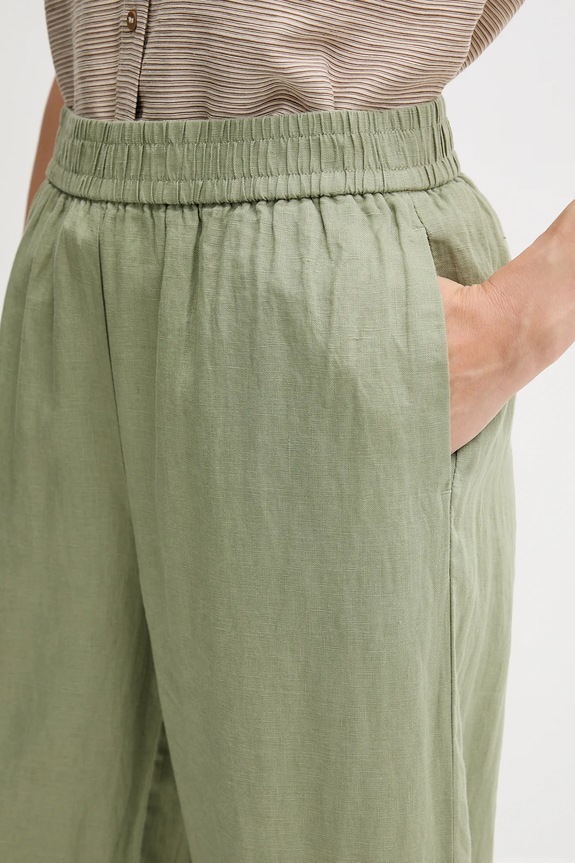 United Colors of Benetton pantaloni in lino verde 4AGHDF09G