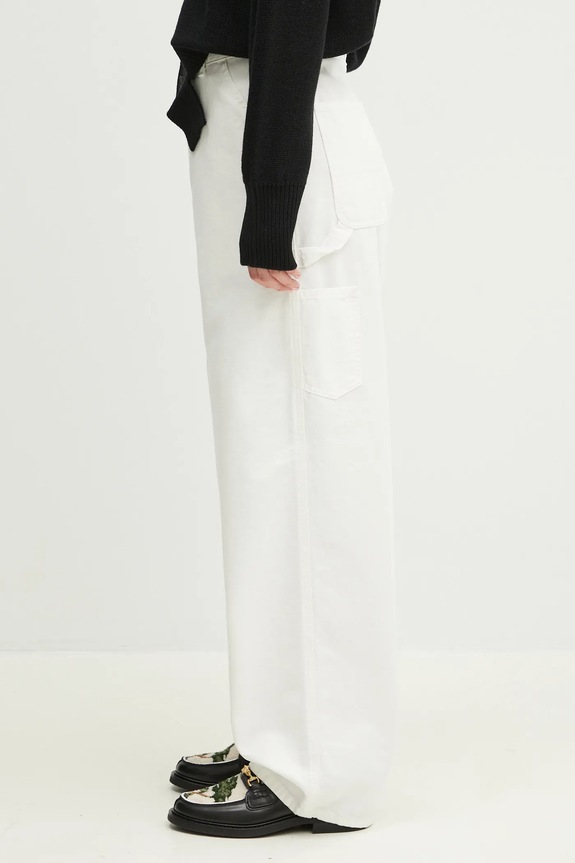 Bavlněné kalhoty Carhartt WIP Brandon Single Knee Pant I034880.D602 bílá SS25