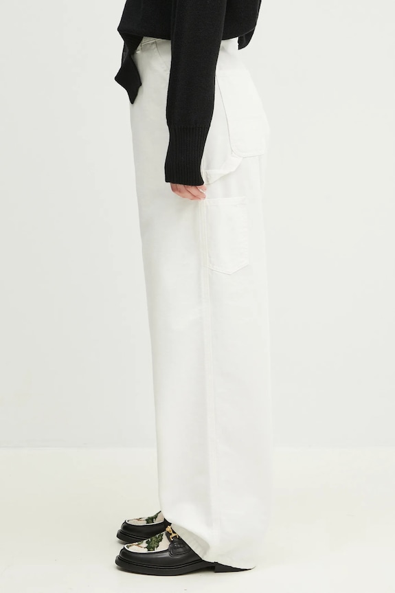 Bavlněné kalhoty Carhartt WIP Brandon Single Knee Pant I034880.D602 bílá SS25