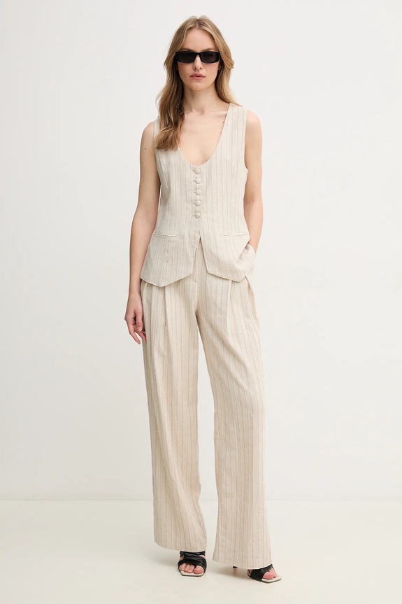Hoss Intropia pantaloni din amestec de in 6549013 bej SS25