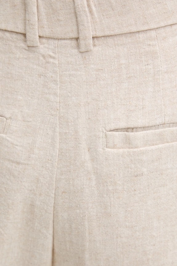 Λινό παντελόνι Abercrombie & Fitch μπεζ KI156.5071.185