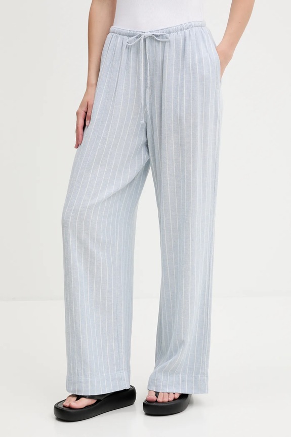Λινό παντελόνι Abercrombie & Fitch ψηλή μπλε KI156.5205.208