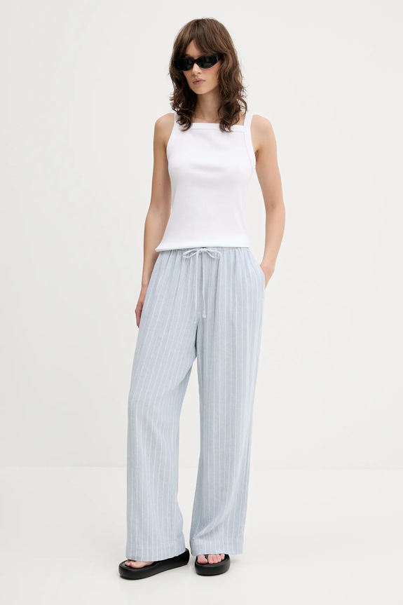 Λινό παντελόνι Abercrombie & Fitch KI156.5205.208 μπλε SS25