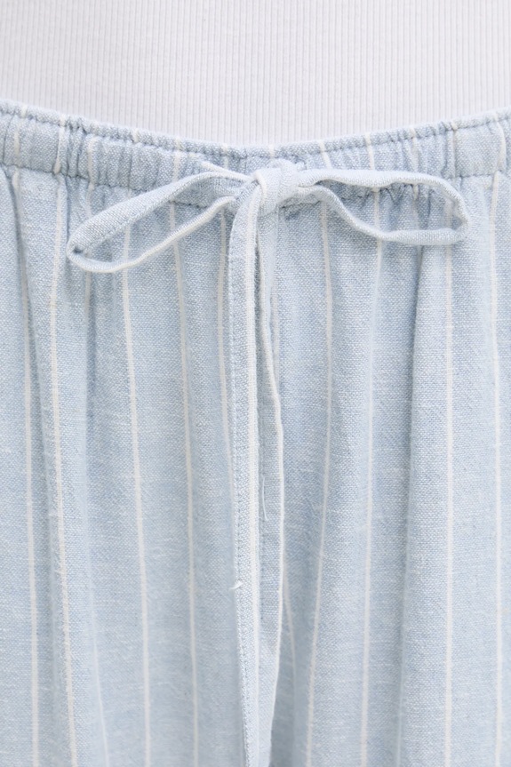 Λινό παντελόνι Abercrombie & Fitch μπλε KI156.5205.208