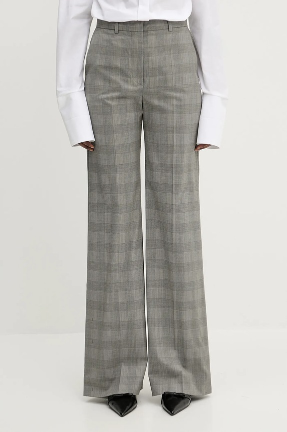 Sportmax pantaloni de lână Batun cu elastan maro 2512131011600