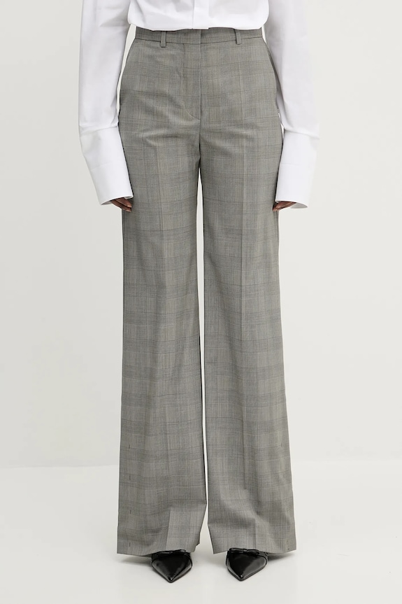 Sportmax pantaloni de lână Batun cu elastan maro 2512131011600