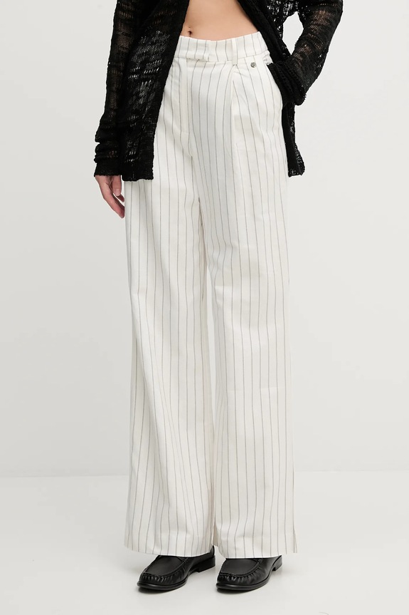 Hlače s dodatkom lana Pedro del Hierro Planet friendly bež 7609760