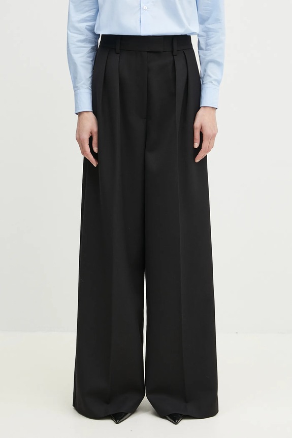 Anine Bing Lou Trouser pantaloni cu amestec de lână pentru femei high negru A.03.10389