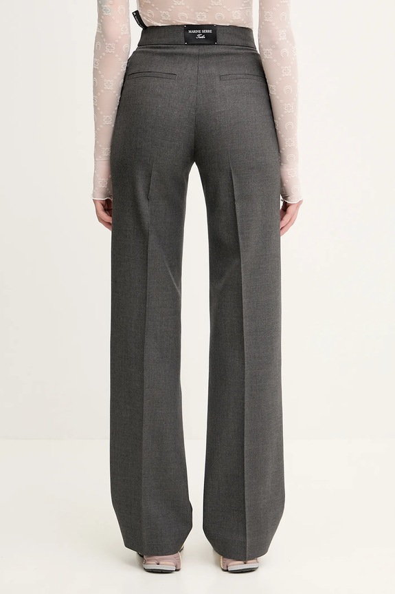 Odzież Marine Serre spodnie z domieszką wełny Regenerated Tailoring Wide Leg WPA154A.DWOV0057 szary