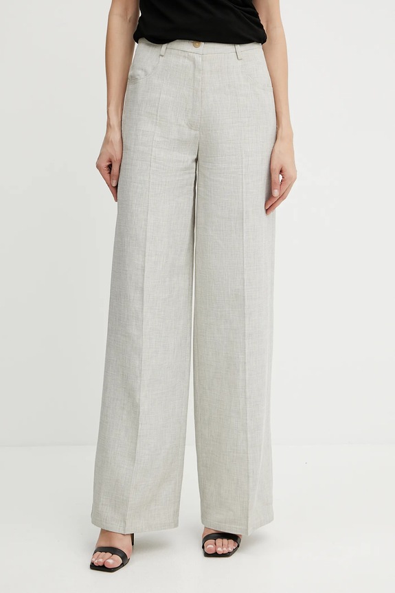 Kalhoty s příměsí lnu Forte Forte high béžová 13819.my.pants