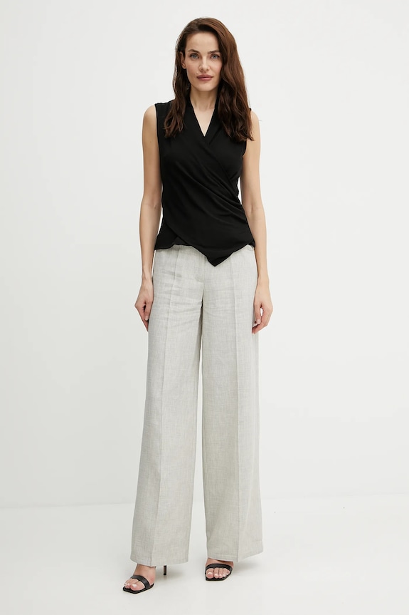 Kalhoty s příměsí lnu Forte Forte 13819.my.pants béžová SS25