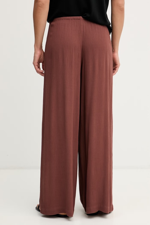 Odjeća United Colors of Benetton wide leg hlače za žene od viskoze 4VW95F00C smeđa