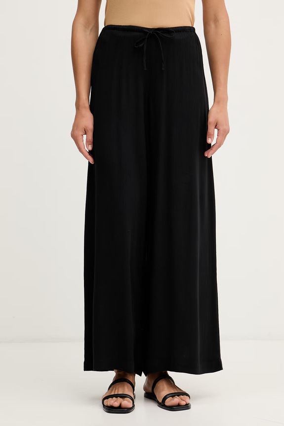 United Colors of Benetton wide leg hlače za žene od viskoze crna 4VW95F00C