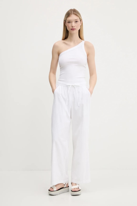 Hollister Co. pantaloni de bumbac KI356.5063.100 alb SS25
