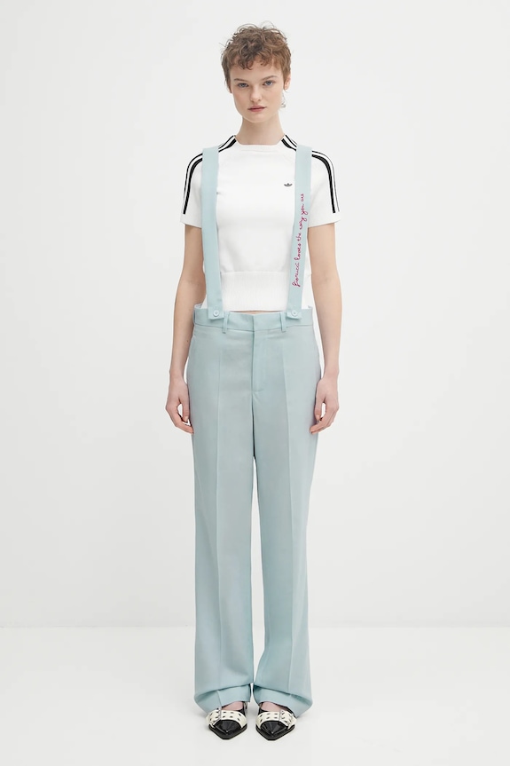 Fiorucci pantaloni in lana Embroidered Suspender dritto blu W02SPBPA183WO01BL02