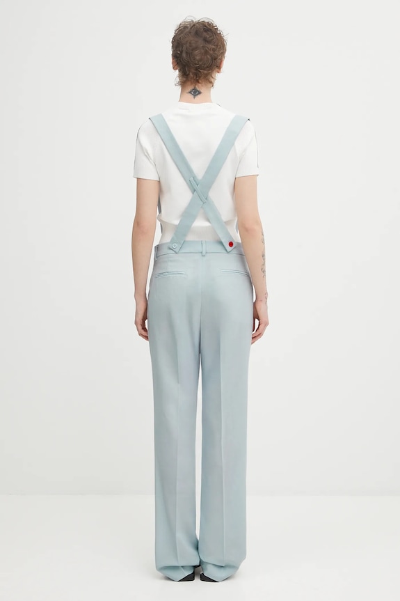 Abbigliamento Fiorucci pantaloni in lana Embroidered Suspender W02SPBPA183WO01BL02 blu