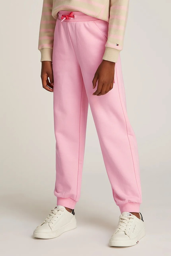 Detské tepláky Tommy Hilfiger pletenina ružová KG0KG08325.128.176.PPYA