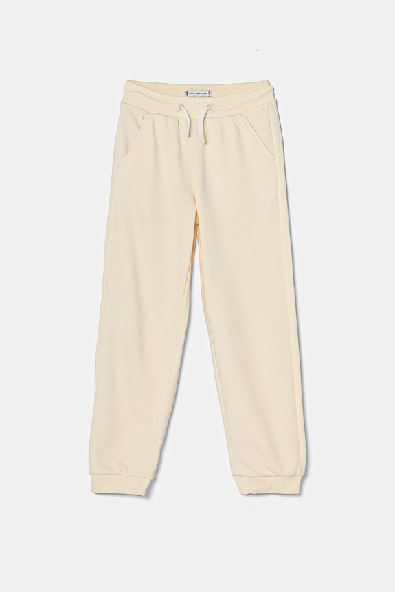 Dětské tepláky Tommy Hilfiger pletenina béžová KG0KG08325.128.176.PPYA