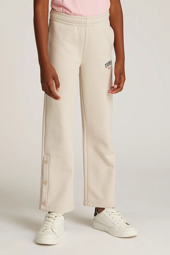 Tommy Hilfiger spodnie dresowe dziecięce dzianina beżowy KG0KG08545.PPYA