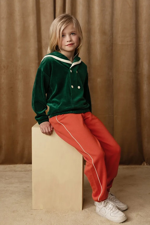 Dětské tepláky Mini Rodini Plain piping pletenina oranžová 2513010742