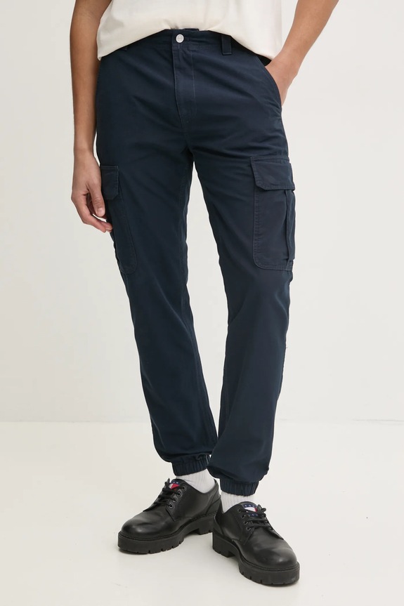 Tommy Jeans pamut nadrág szövet sötétkék DM0DM20284
