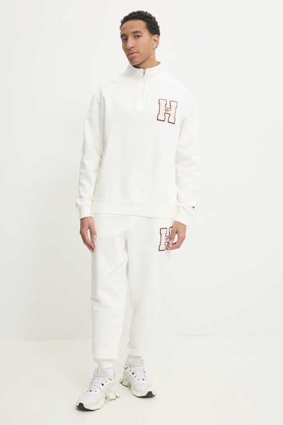 Tommy Jeans pantaloni de trening din bumbac DM0DM21277 bej SS25