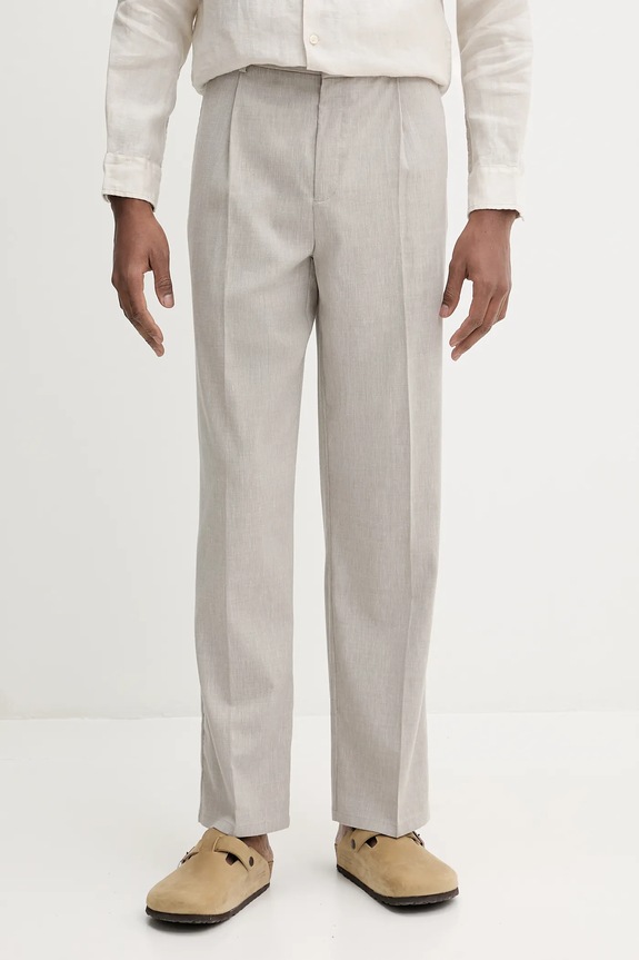 Hlače s dodatkom lana Les Deux ravni bež LDM510159