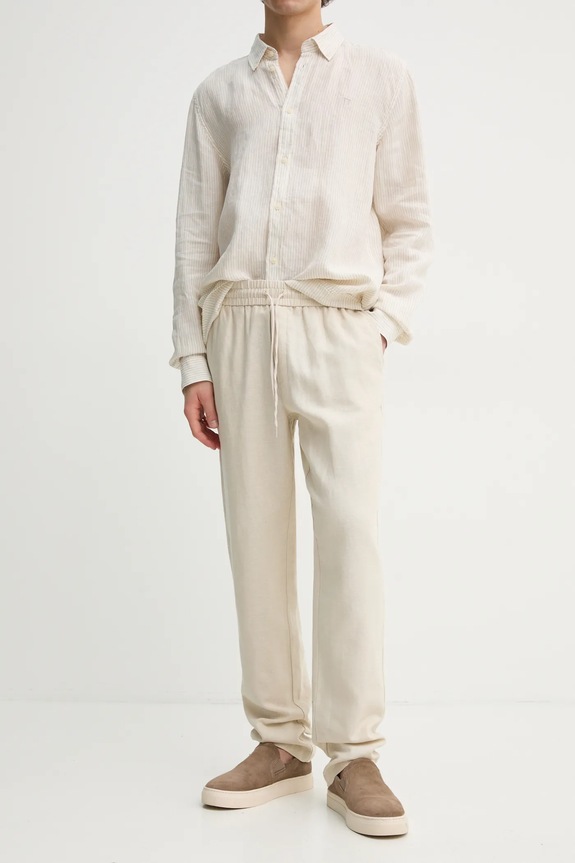 Les Deux spodnie lniane tkanina beżowy LDM510162