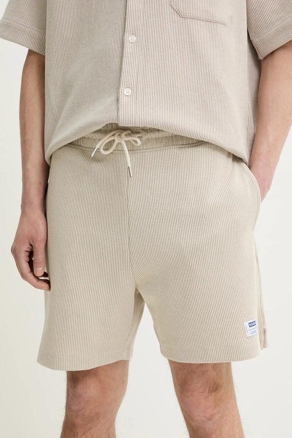 HUGO Blue szorty dresowe męskie z bawełną dzianina beżowy 50534451