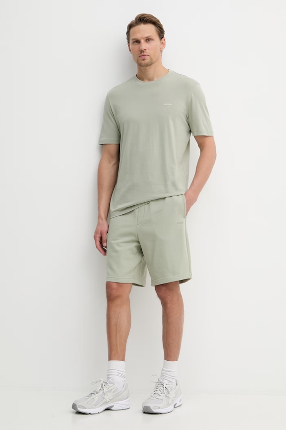 HUGO pantaloni scurți de trening bărbătești din bumbac Dayono 50530696 verde SS26