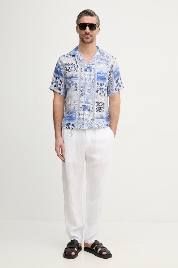 Λινό παντελόνι Paul&Shark 25414041 λευκό SS26