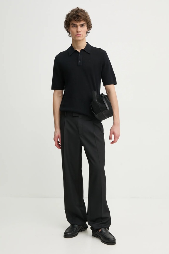 Hlače s primjesom vune Drôle de Monsieur Le Pantalon Golfeur PERM.BP165.PL127.BL crna AA00