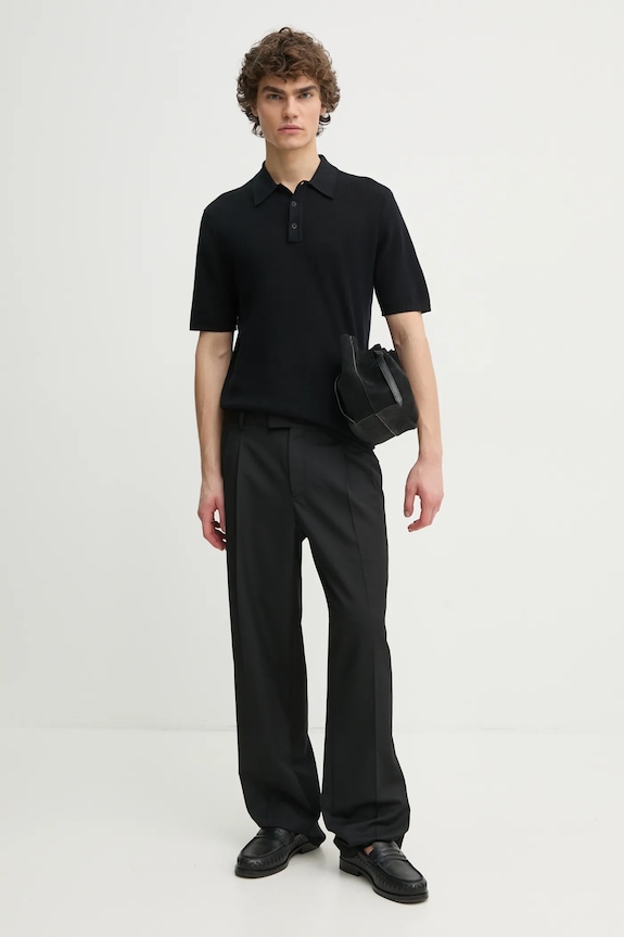 Hlače s primjesom vune Drôle de Monsieur Le Pantalon Golfeur PERM.BP165.PL127.BL crna AA00
