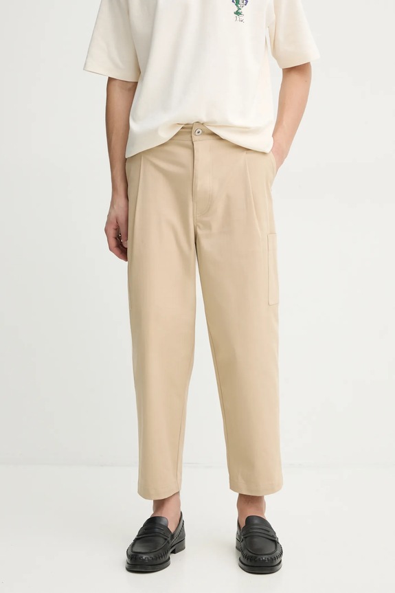 Nohavice Drôle de Monsieur Le Pantalon Cropped Twill s elastanom béžová F.BP155.CO206.BG