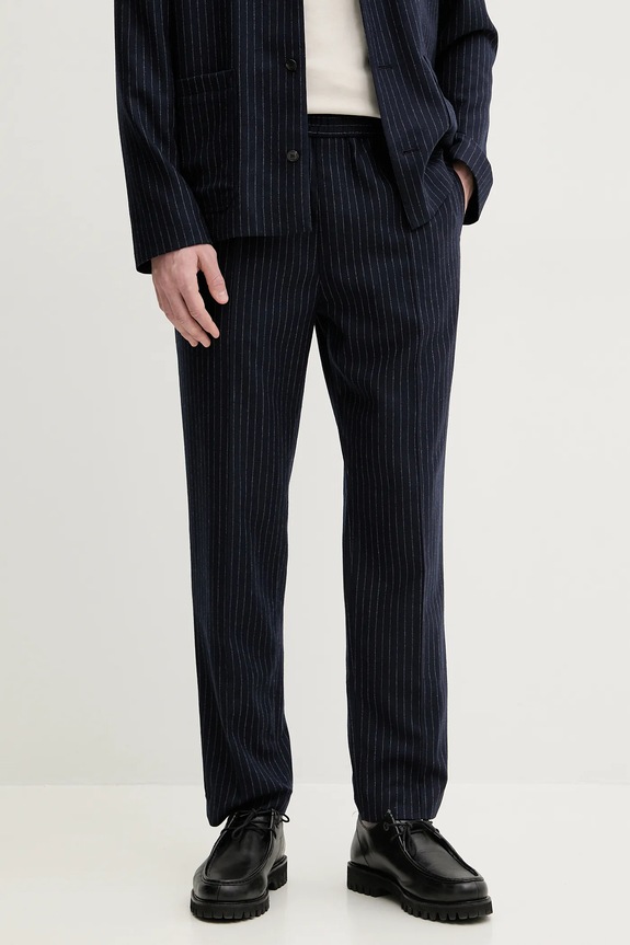 Μάλλινο παντελόνι A.P.C. pantalon pieter μαλλί σκούρο μπλε WOARO.H08394
