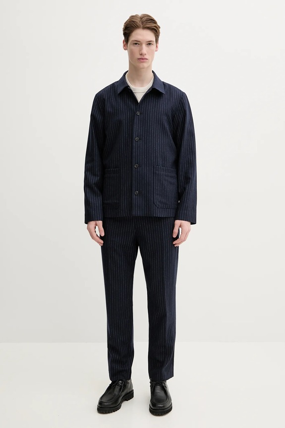 Μάλλινο παντελόνι A.P.C. pantalon pieter WOARO.H08394 σκούρο μπλε SS25