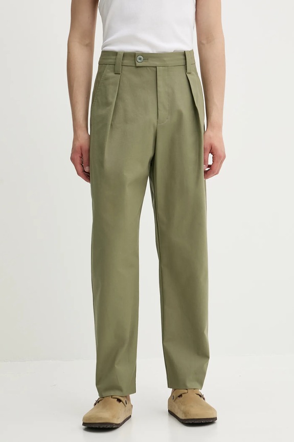 A.P.C. spodnie bawełniane pantalon renato gładkie zielony COHFU.H08428