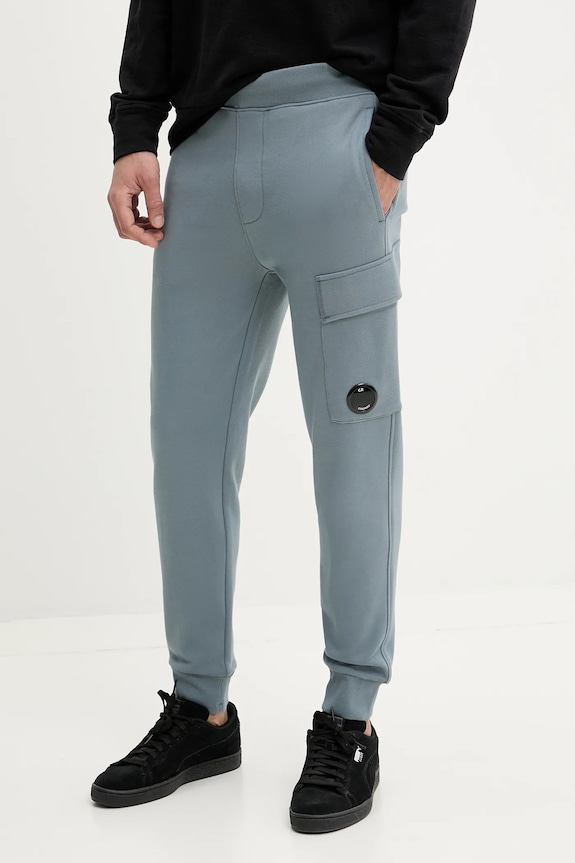 C.P. Company pantaloni della tuta di cotone maglia blu 18CMSP017A005086W