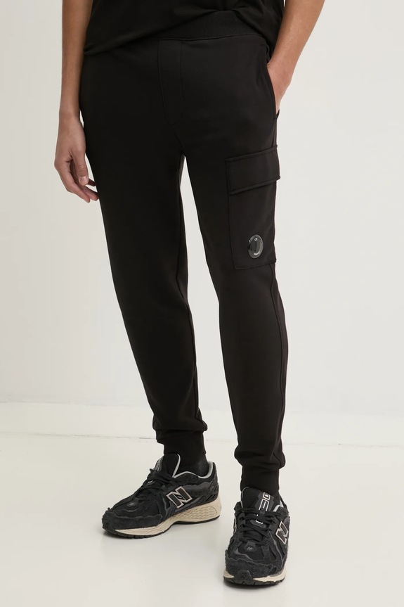 C.P. Company pantaloni della tuta di cotone maglia nero 18CMSP017A005086W