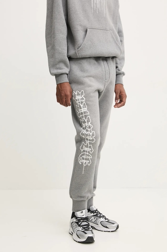 Bavlnené tepláky PURPLE BRAND HWT FLEECE JOGGER bavlna sivá P490.HHGG125