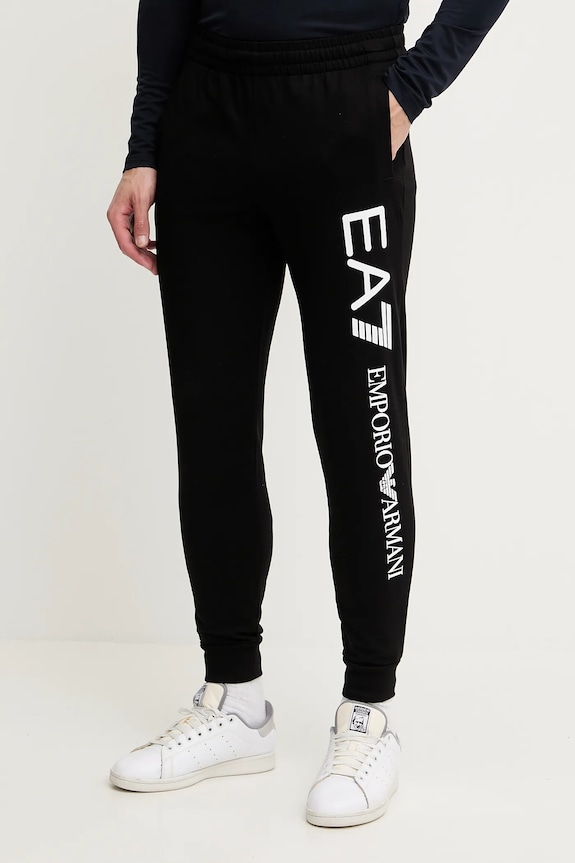 EA7 Emporio Armani pantaloni de trening din bumbac bumbac negru AF13512.7M000571