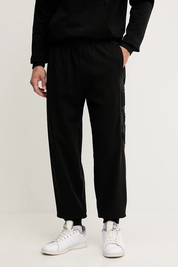 EA7 Emporio Armani pantaloni tuta di cotone maglia nero AF10432.7M000154