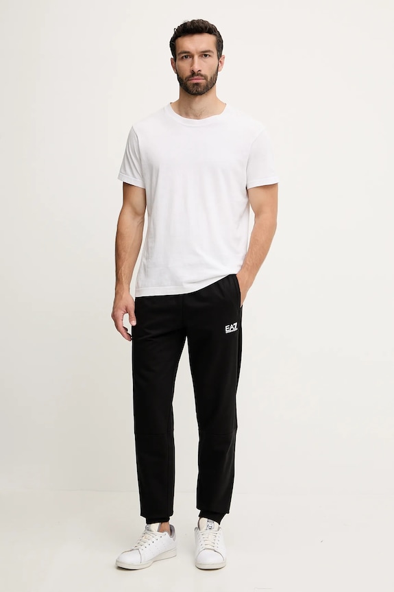 Bavlněné tepláky EA7 Emporio Armani AF12681.7M000205 černá SS25