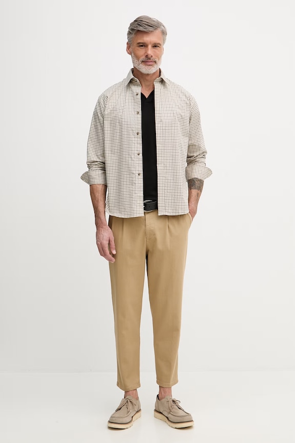 United Colors of Benetton nohavice chinos pánske bavlnené s elastanom 4Q60UF05G béžová SS26