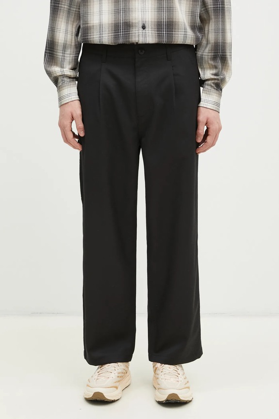 Hlače s primjesom vune Carhartt WIP Seaton Pant s dodatkom vune crna I034438.89XX